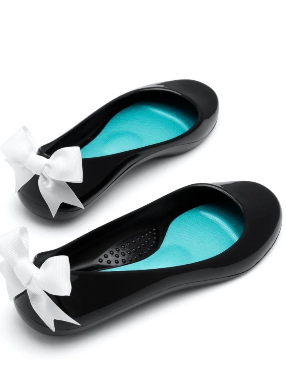 Oka B Women’s Size 9/39 Taylor Jelly Bow Ballet Flats Shiny Licorice Black White